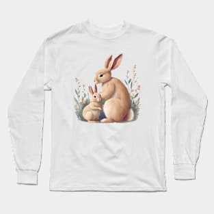 Rabbit, Cute Animal, Mom and Baby, Mothers Day Gift Long Sleeve T-Shirt